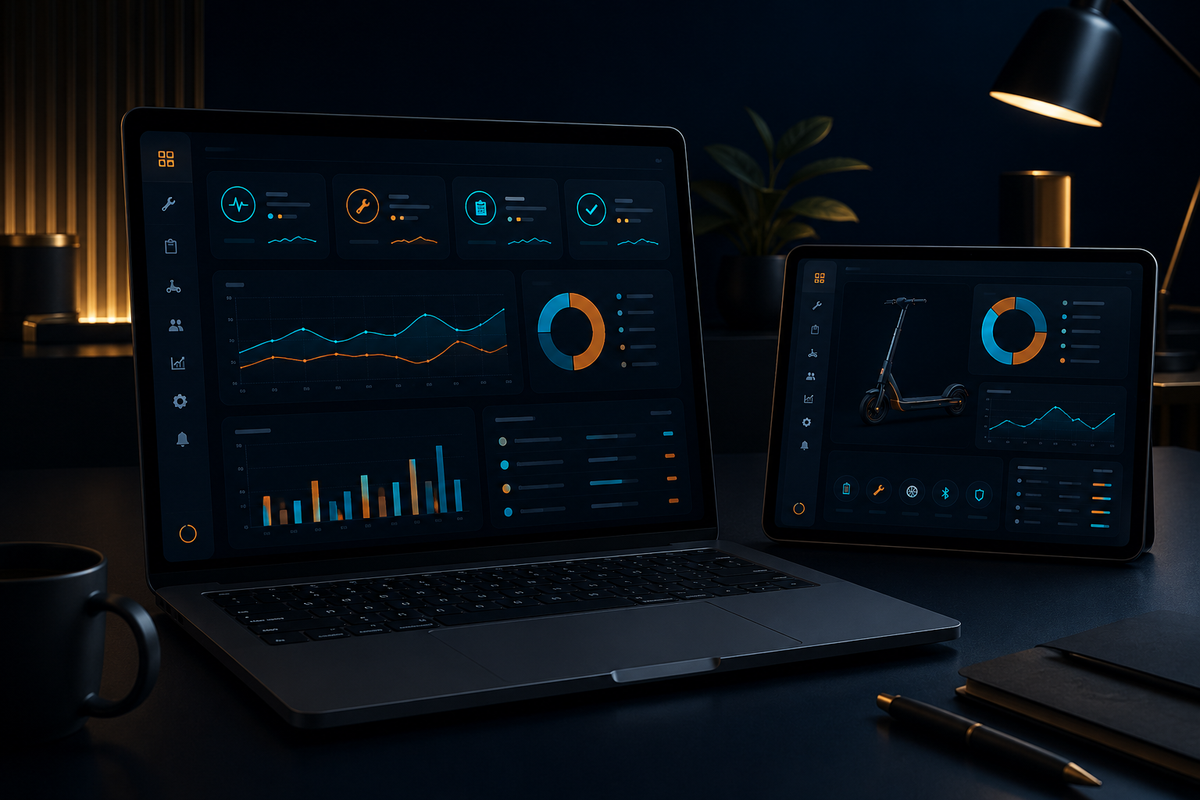 Dashboard RuedaQrueda Pro en monitor curvo