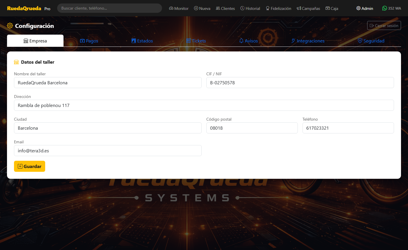 Panel de configuracion